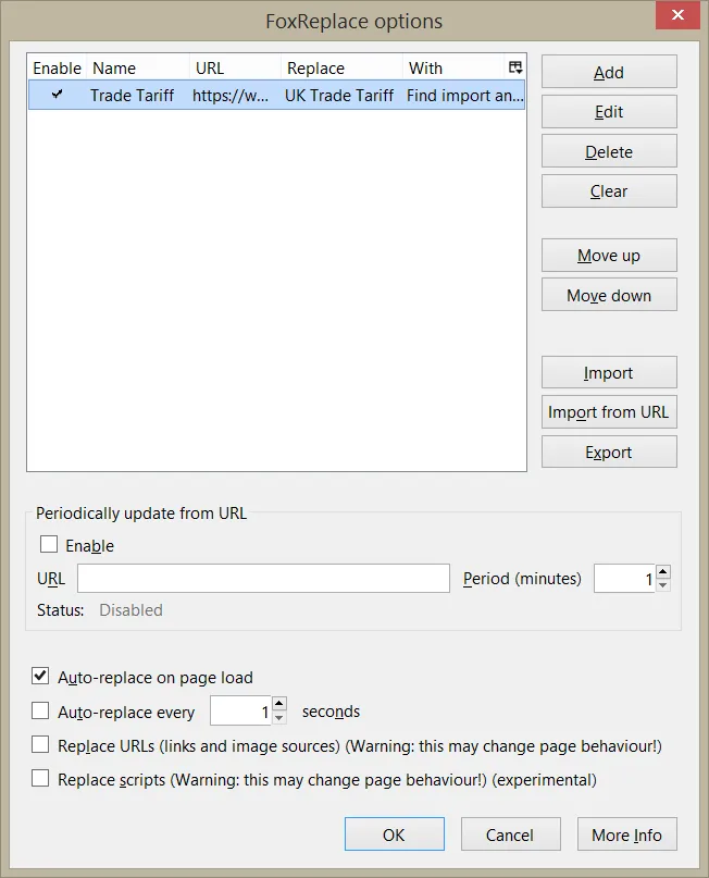 FoxReplace options