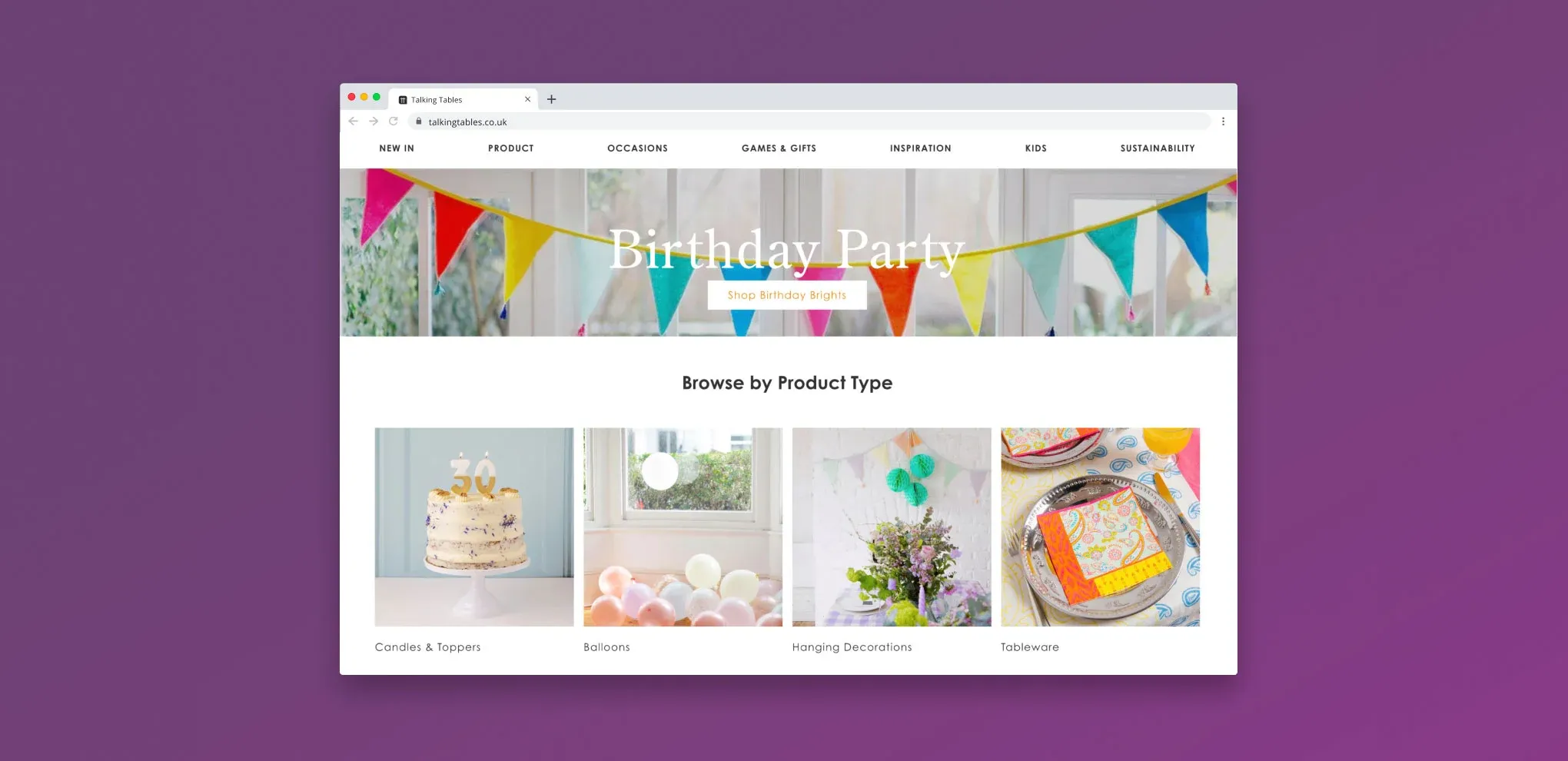 Talking Tables homepage